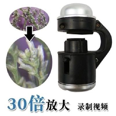 拍照放大镜带灯便携迷你小显微镜