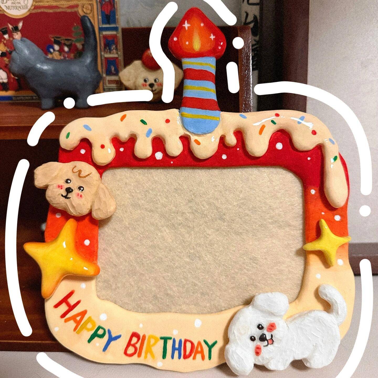 生日小狗石塑黏土相框diy手工材料包ins风拍立得生日礼物送闺蜜