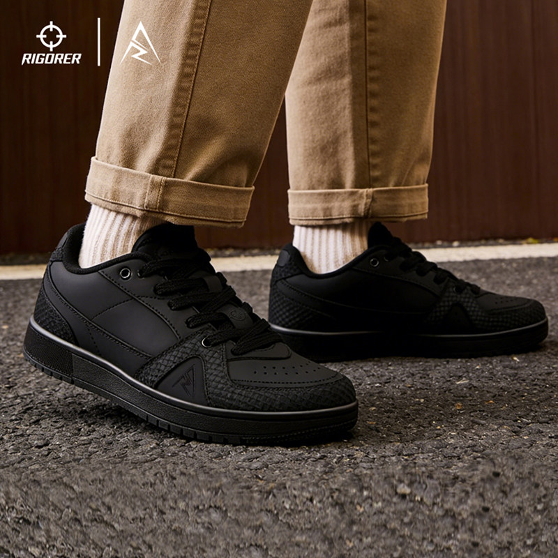 准者运动休闲鞋男士2026春季新款低帮薄底百搭潮流男鞋子黑色板鞋