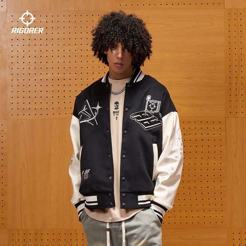 准者美式夹克外套男春季新款防风外套宽松软壳运动休闲上衣棒球服