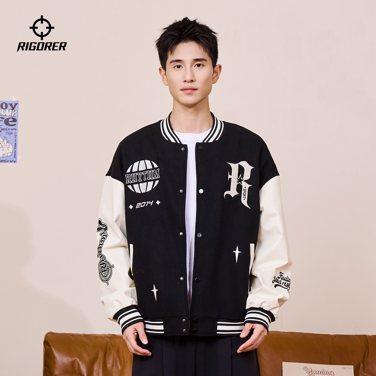 准者美式运动棒球服男2026春季新款复古休闲宽松软壳青少年男外套