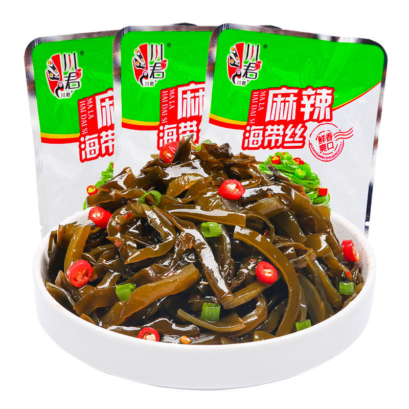 开袋即食麻辣海带丝小包装零食川君开味下饭菜泡椒裙带咸菜批发