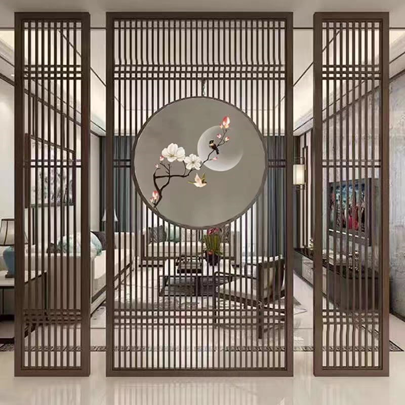 铁艺屏风隔断墙客厅现代简约餐厅新中式定制入户玄关镂空格栅遮挡