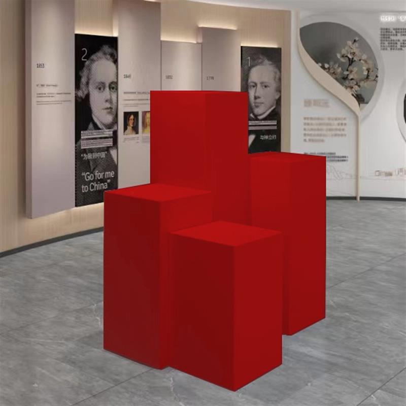 模特展示台地台增高底座木质烤漆红色婚庆甜点摆台展览厅美陈增高