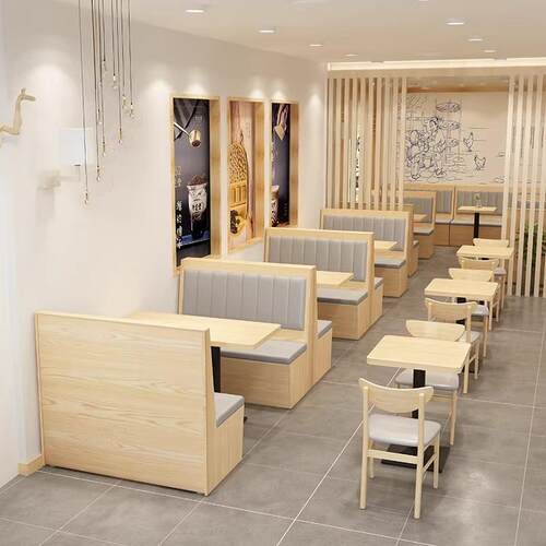 定制卡座沙发餐厅桌椅烧烤火锅茶楼咖啡饭店餐桌靠墙实木餐饮商用