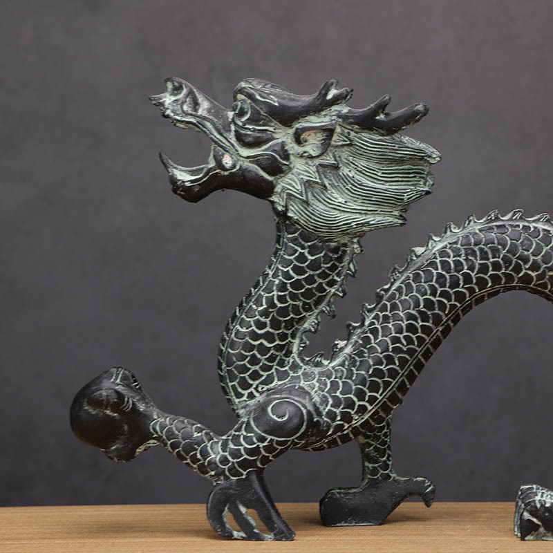 包邮仿古青铜器龙抓珠摆件家居工艺品摆设风水青龙铜龙艺术品摆设