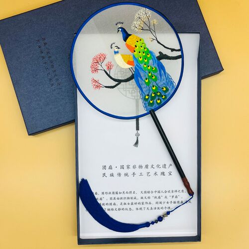 手工苏绣扇子双面绣熊猫中国特色礼物送老外古风汉服舞蹈走秀摄影