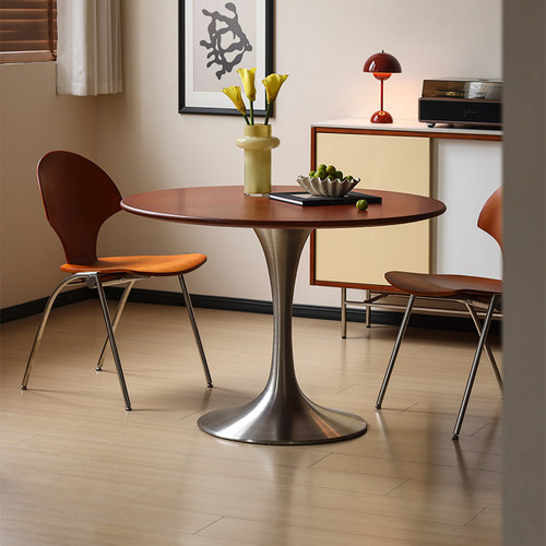 小万郁金香圆形餐桌黄杨木中古风