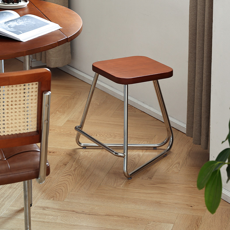 【小万家具】北欧现代包豪斯实木不锈钢简约家用餐凳吧台椅矮凳,住宅家具,餐椅,淘宝优惠券,粉丝福利购,淘宝优惠卷