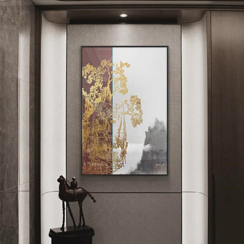 热销客厅入户玄关画竖版抽象山水风景落地画新中式寓意好过道走廊