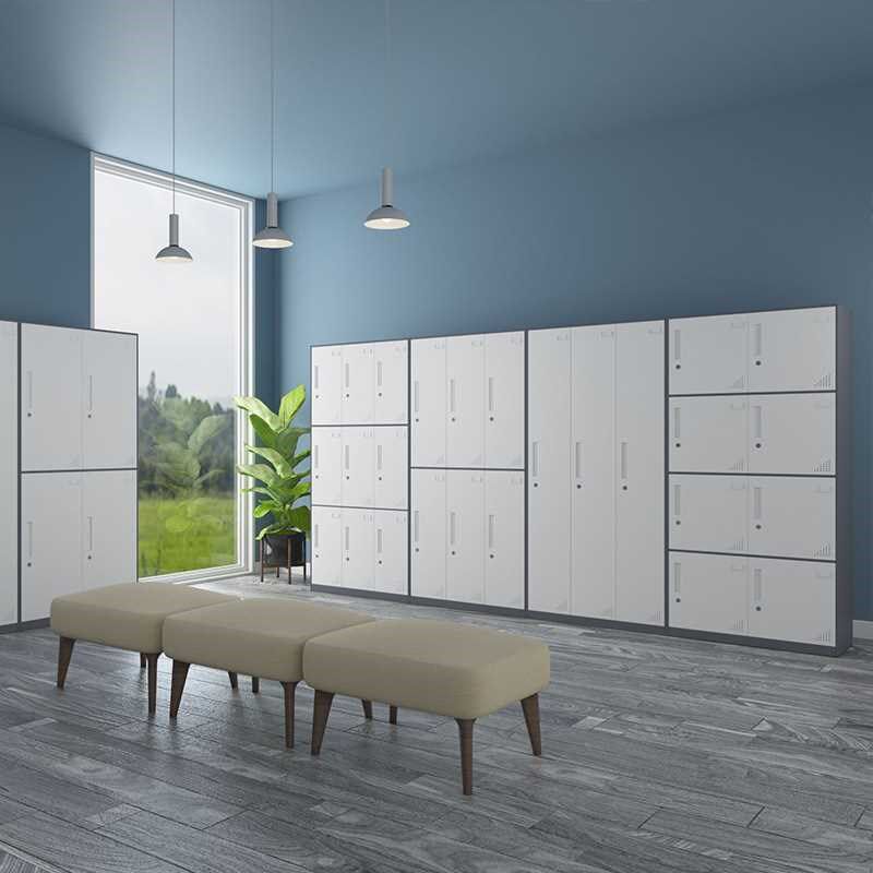 热销钢制更衣柜储物柜健身房衣柜宿舍员工柜办公柜浴室换衣柜带锁