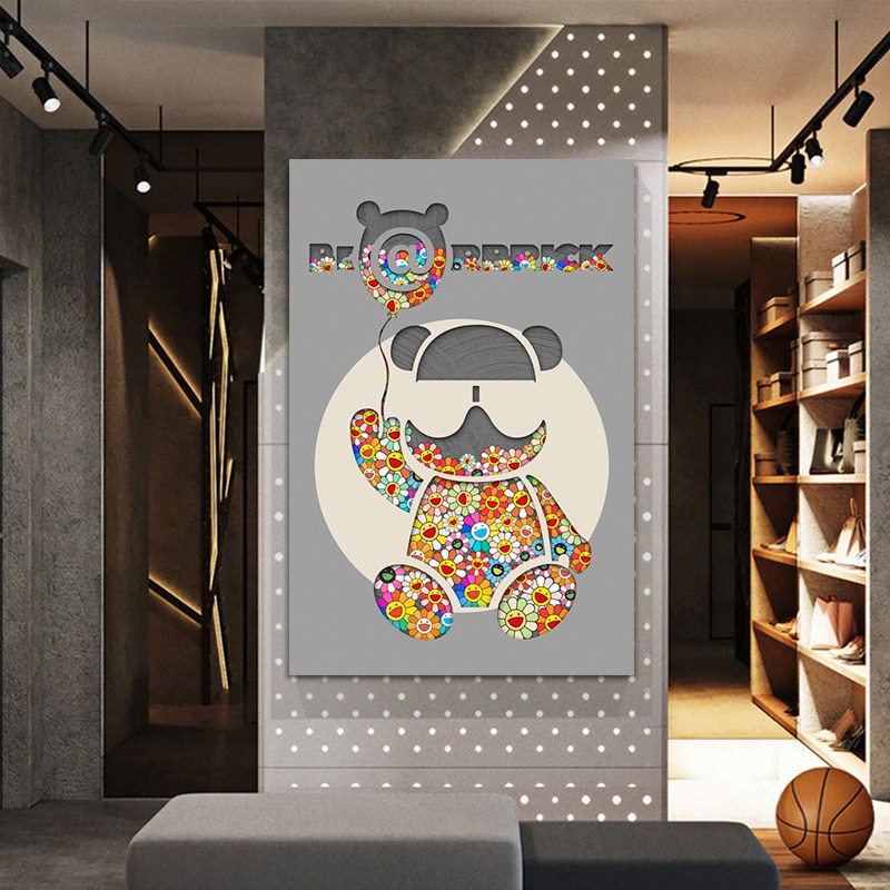 潮牌太阳花暴力熊装饰画轻奢高级现代装饰画