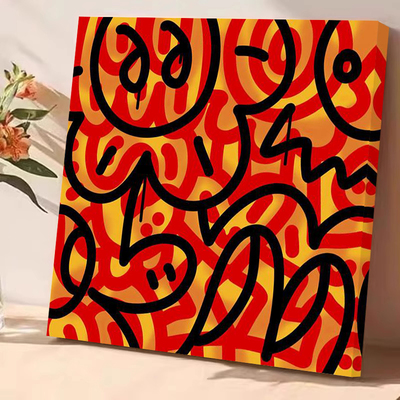 MrDoodle个性潮流涂鸦无框画现代客厅卧室墙面挂画凯斯哈林装饰画