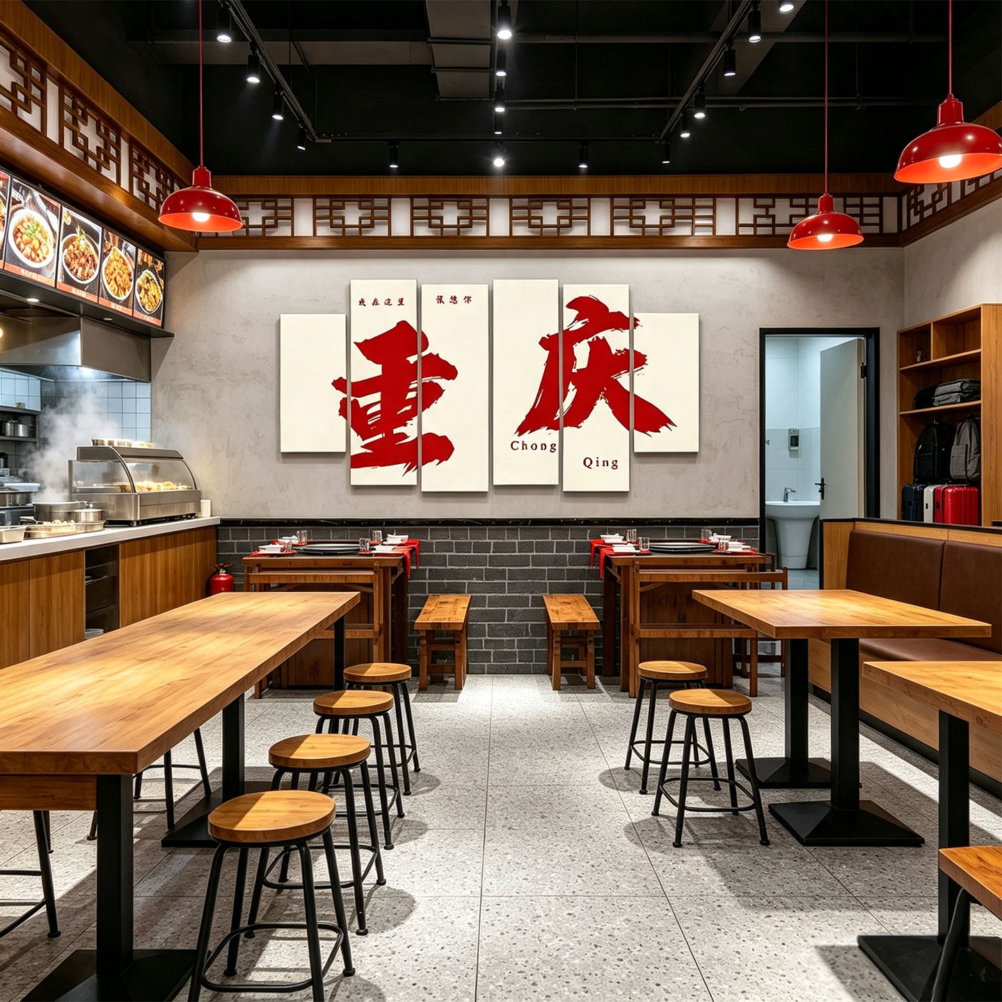 城市地名定制无框画网红餐厅组合文字挂画重庆火锅店墙面装饰画