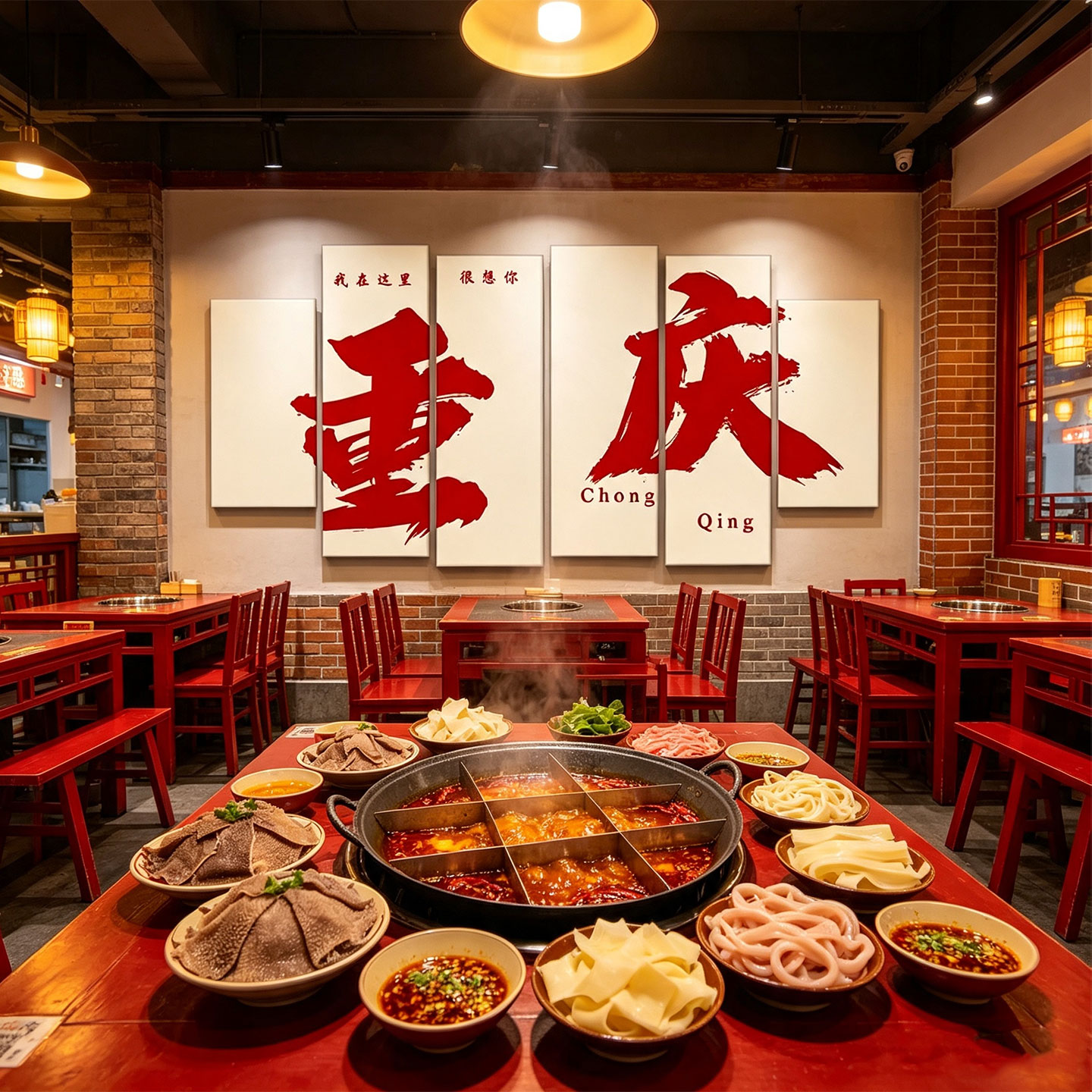 城市地名定制无框画网红餐厅组合文字挂画重庆火锅店墙面装饰画