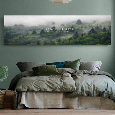 大自然森林无框挂画原始迷雾山林背景壁画民宿酒店卧室餐厅装饰画