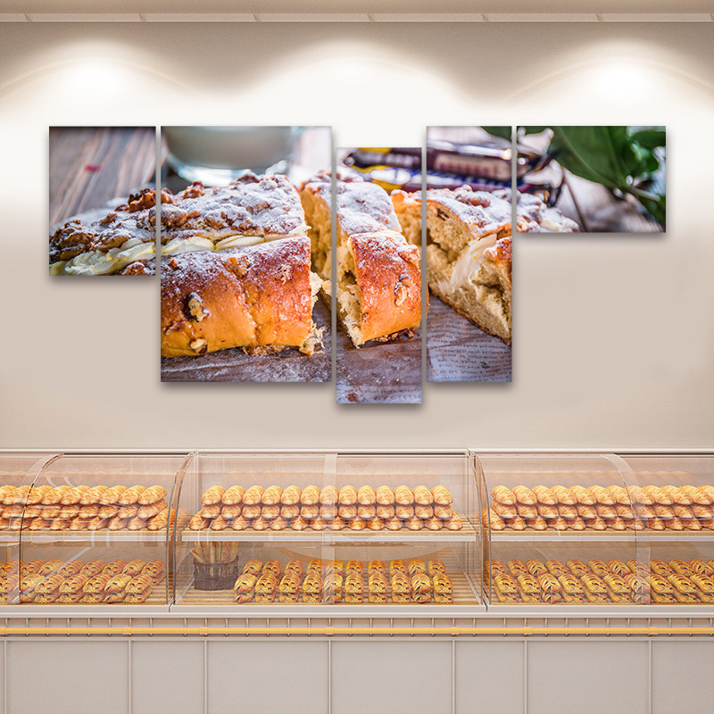 面包店装饰画收银台背景墙面不规则组合壁画烘培蛋糕店铺装修挂画