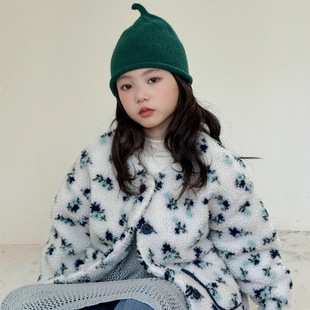 童外套波拉冬季bora女童碎花皮毛一体外套女宝保暖韩版羊羔毛大衣