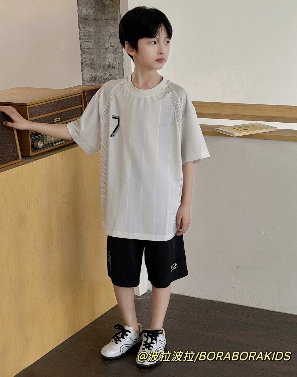 波拉bora儿童装男生女孩运动服篮球服夏季足球衣短袖短裤两件套装