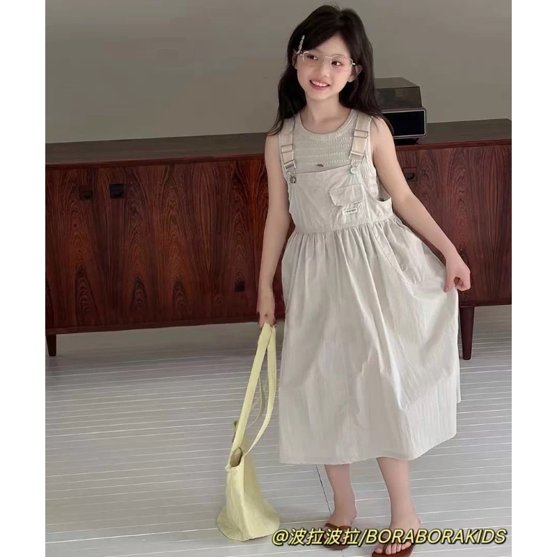 波拉bora女孩童背带裙套装夏季儿童装背心裙子两件套连衣裙连身裙