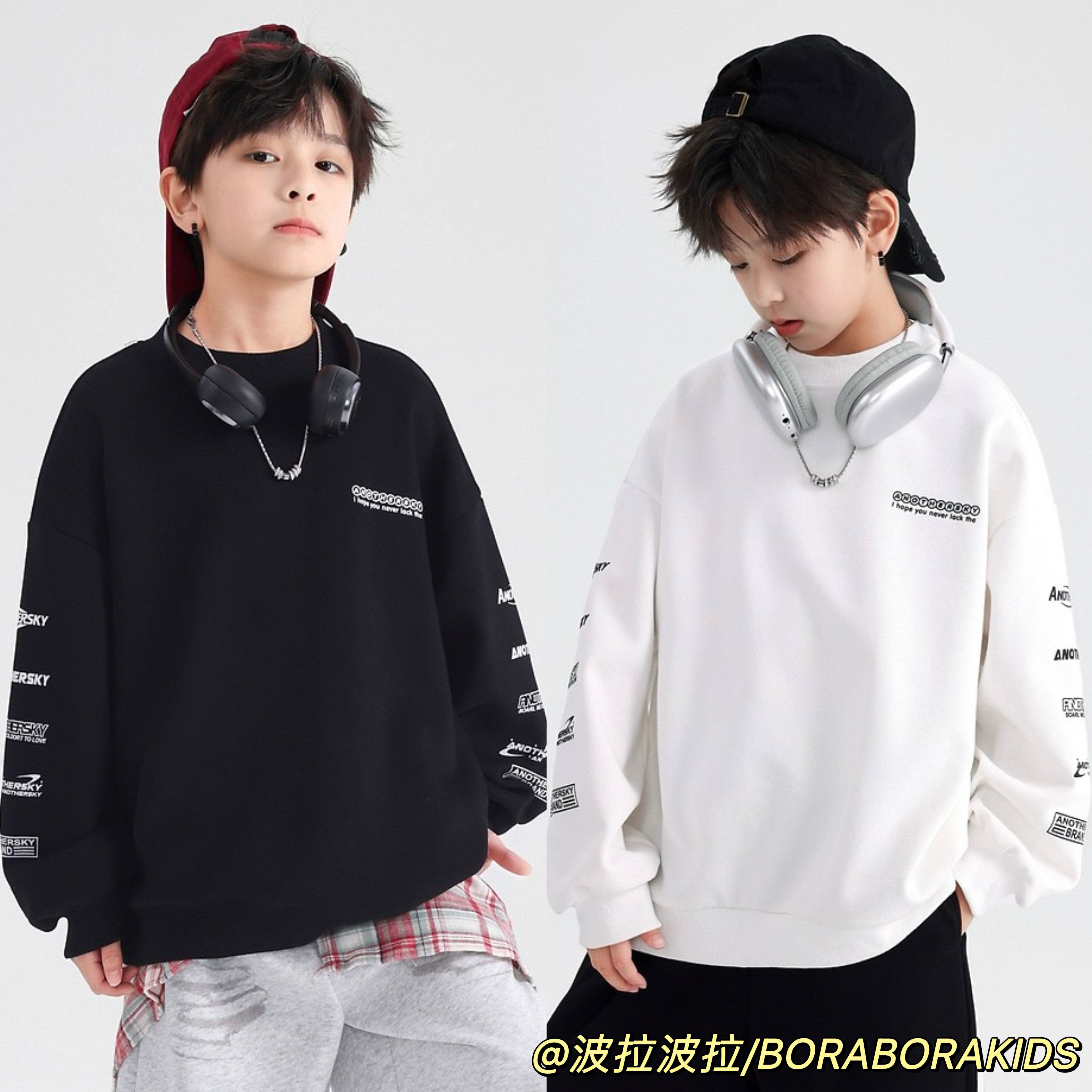 实体店儿童装男女孩中大童春冬波拉青少年学院风上衣街舞加绒卫衣