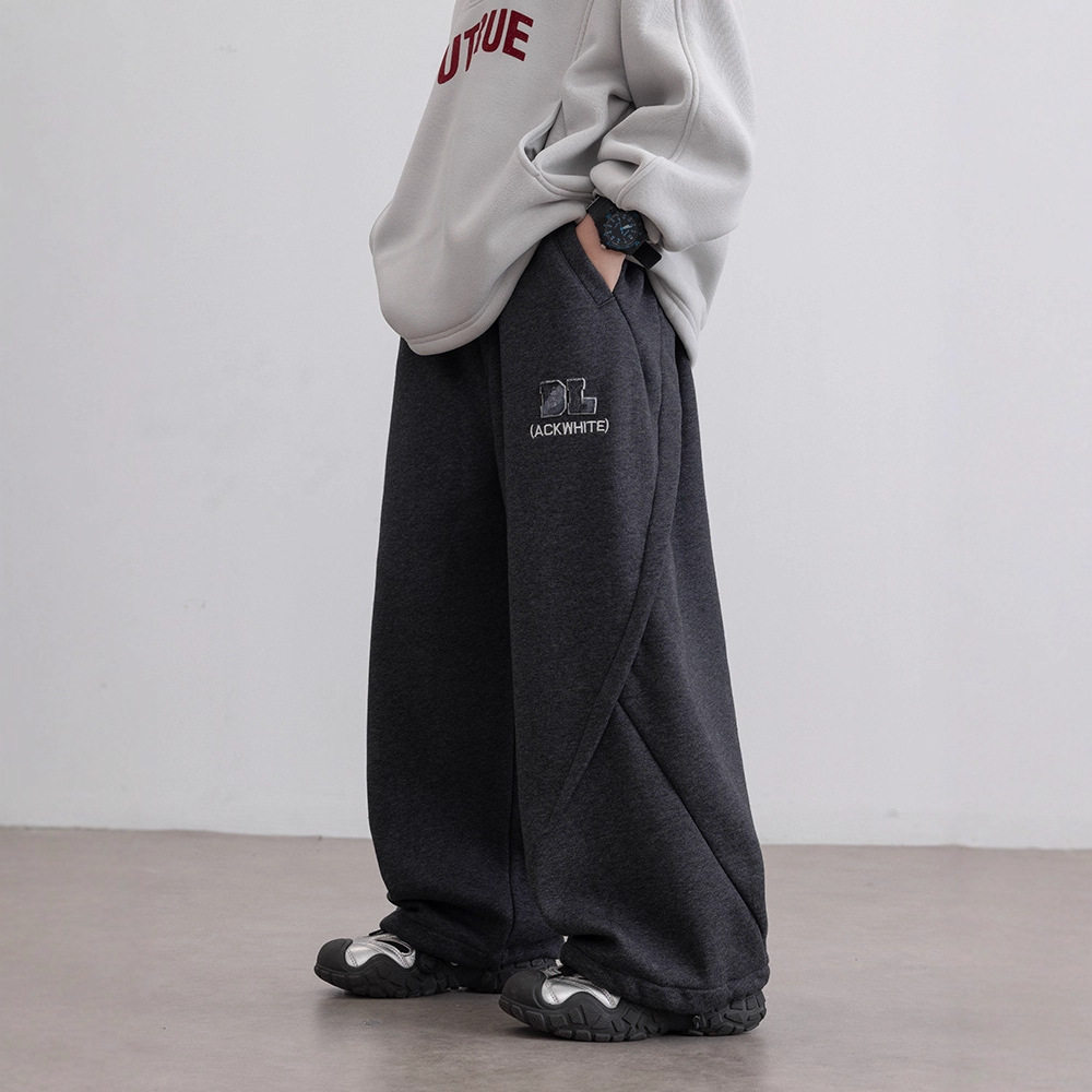 男童加绒运动裤子秋冬款波拉bora儿童冬季一体直筒卫裤大男孩冬装