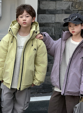 实体店儿童装波拉bora冬季男生女孩90白鸭绒加厚工装外套羽绒服