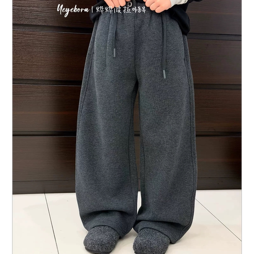 波拉bora儿童加绒运动卫裤秋冬装男童软糯香蕉裤女童直筒裤休闲裤