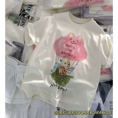 波拉实体店儿童装bora女童女孩半袖上衣秋夏季中大青少年短袖T恤