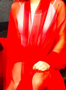 大红色丝巾女时尚披肩冰丝围巾红色舞蹈纱巾雪纺T玫红色防晒超大