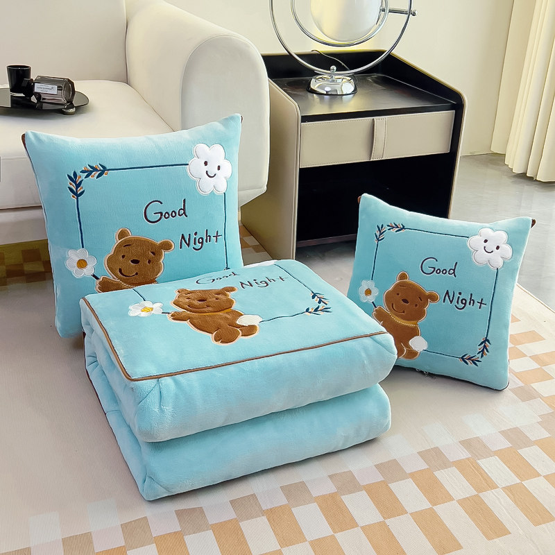 秋冬加厚抱枕被子两用o午睡牛奶绒枕头被汽车载靠枕办公室盖毯毛