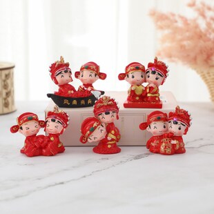 新款情侣亲嘴结婚娃娃摆件陶瓷活动金童接吻套餐中式2022一对中