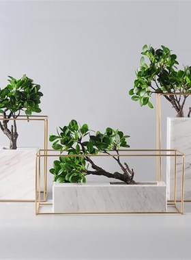 大理石花瓶摆件客厅玄p关软装饰品新中式插花容器欧式样板房装饰