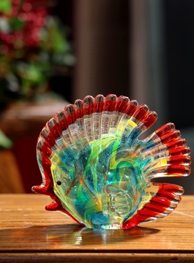 高档琉璃彩色摆件现代简约酒柜玻璃高级感客厅轻奢家居装饰品摆设