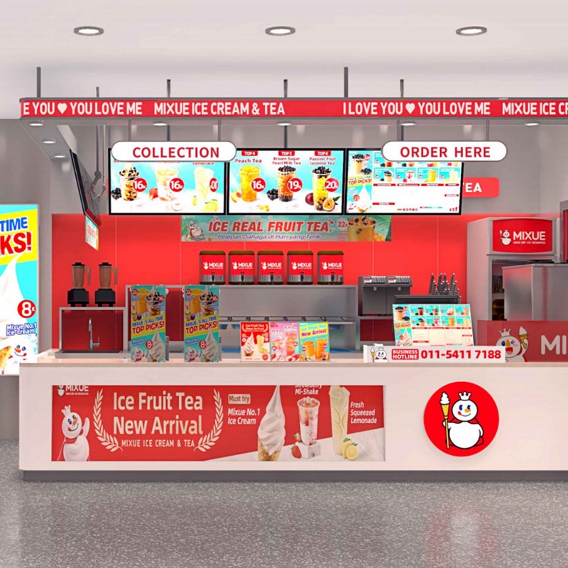 定制蜜雪冰城吧台收银台甜品服装店G咖啡厅前台奶茶店柜台转角桌