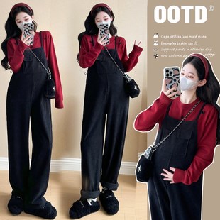 子秋季 外穿背带裤 宽松大码 孕妇装 秋冬长裤 怀孕裤 显瘦休闲裤 秋 秋装