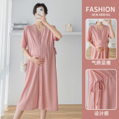 裙开扣可哺乳潮妈裙夏季 怀孕期宽松显瘦衬衫 孕妇连衣裙 夏装 孕妇装