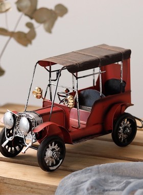 复古铁艺老爷汽车欧式客厅玄关酒柜装饰品模型摆件家居摆设工艺品