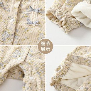 婴儿7衣服加绒哈衣6碎花r9春装5连体衣8个月童装4春夏3田园风女宝