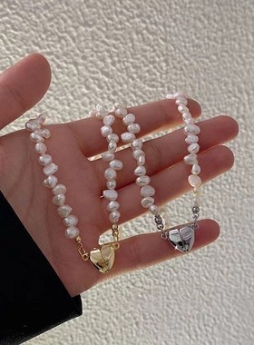 韩版天然不规则珍珠项链女夏轻奢高级感小众设计锁骨链配饰颈链