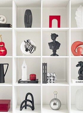 简约样板间现代软装家居饰品陶瓷浅盘树脂创意摆件书柜组合ZH3434