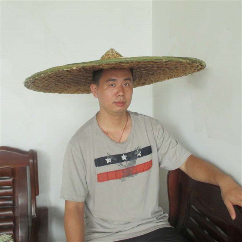 80CM特大号竹k编斗笠 竹编大斗笠 竹笠帽 竹帽 竹叶斗笠 熏火复古
