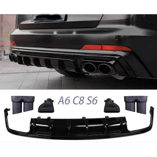 适用于奥迪A6L刀锋款后唇四出尾喉C8S6尾唇排气2019-2024A6L排气