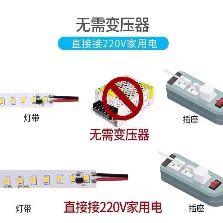 220V灯带高压超薄自粘LED线条灯家用悬吊式天花板酒柜铝槽线形软