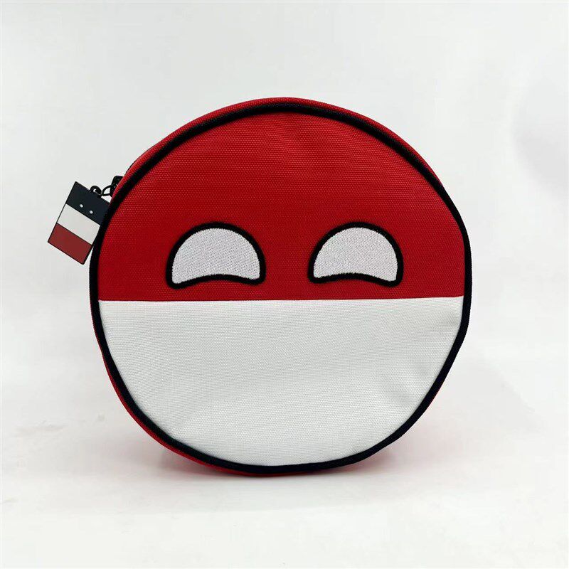 波兰球圆眼可爱简易版大容量笔袋牛津布超轻圆形文具袋方德二拉链