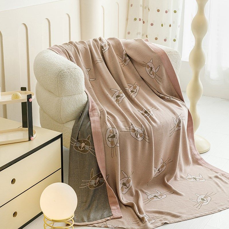 夏季竹纤维盖毯毛巾被成人竹棉双层纱布凉感毯空调被沙发用小毯子