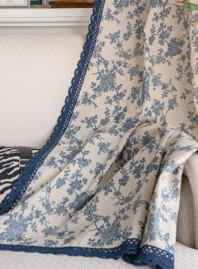 窗帘遮光遮阳挂钩款客厅卧室蓝色美式免打孔安装简易伸缩杆小窗帘