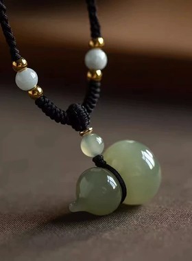 新疆天然和田玉青玉葫芦吊坠平安福禄招财转运男女高档玉坠宝宝款