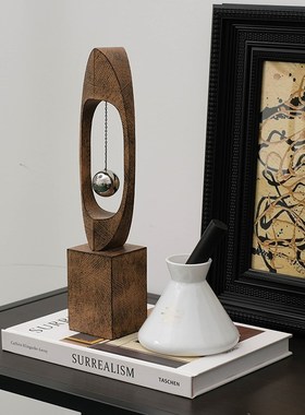 中古侘寂风金属摆球装饰品摆件样板间售楼处书房写字桌书柜装饰品