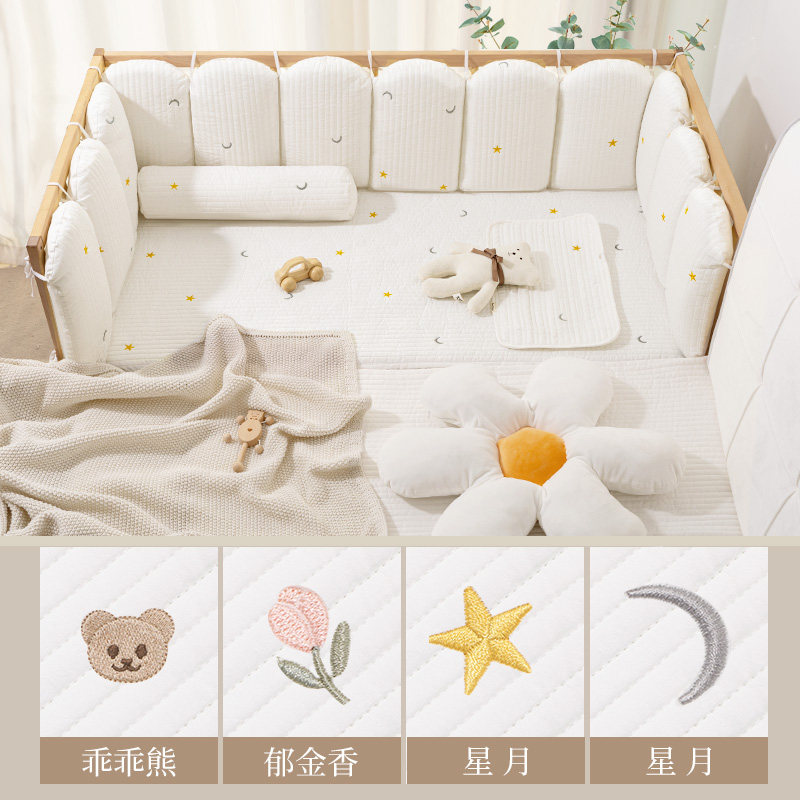 婴儿床围栏软包秋冬防撞条宝宝儿童拼接床围挡布加高护边护栏